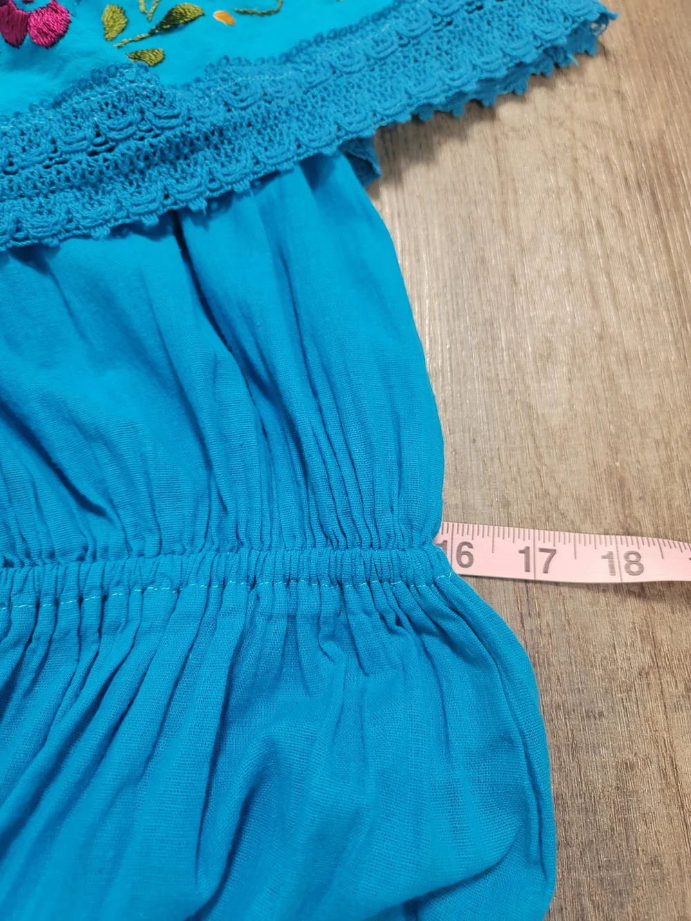 Girls' Turquoise Off-Shoulder Embroidered Sundress